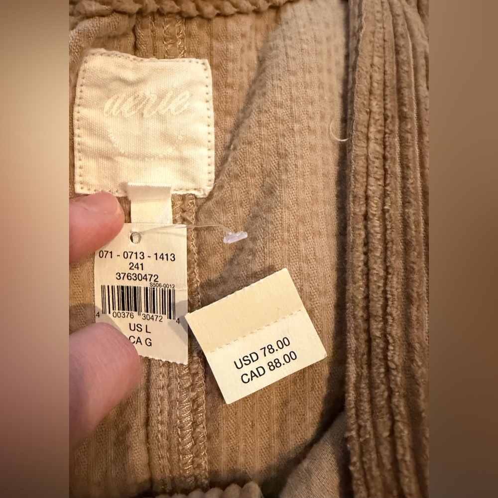 Aerie Wide Leg Corduroy Overalls Womens Large Cinnamon Brown Boho NWT - Picture 10 of 11